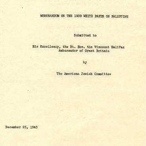 Memorandum on the 1939 White Paper on Palestine