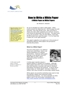 How to Write a White Paper — A White Paper on White Papers