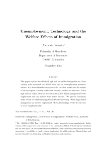 Unemployment, Technology and the Welfare Effects of Immigration