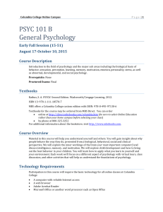 PSYC 101 B General Psychology
