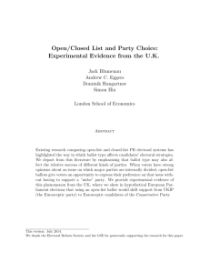 Open/Closed List and Party Choice: Experimental Evidence