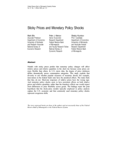 Sticky Prices and Monetary Policy Shocks