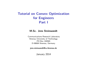 Tutorial on Convex Optimization for Engineers Part I