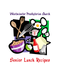 Senior Lunch Recipes - Westminster Presbyterian Church in Salem