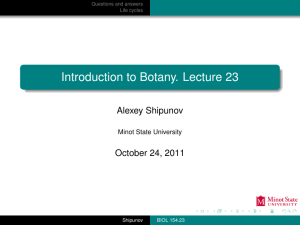 Introduction to Botany. Lecture 23