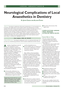 Neurological Complications of Local Anaesthetics in Dentistry