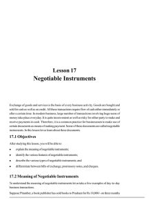 Lesson 17 Negotiable Instruments