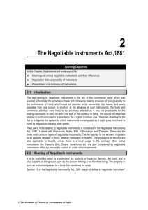 The Negotiable Instruments Act,1881