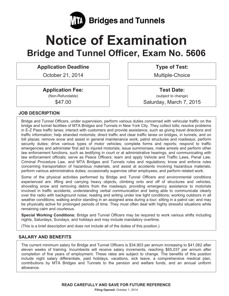 Notice of Examination