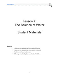 Lesson 2: The Science of Water Student Materials