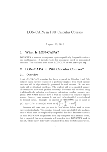 LON-CAPA in Pitt Calculus Courses
