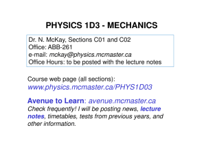 Lecture 1 - McMaster Physics and Astronomy