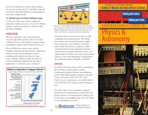 Physics & Astronomy - CNAS Undergraduate Academic Advising