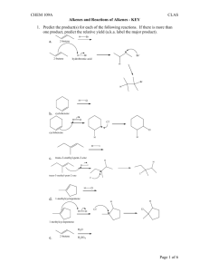 CHEM 109A CLAS Alkenes and Reactions of Alkenes