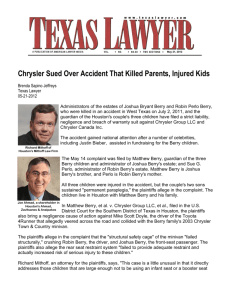 Chrysler Sued Over Accident That Killed Parents
