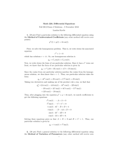 Math 220, Differential Equations Fall 2013 Exam 2 Solutions