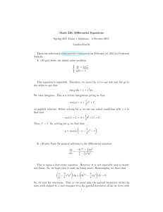 Math 220, Differential Equations Spring 2011 Exam 1 Solutions