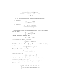 Math 220, Differential Equations Fall 2013 Exam 1 Solutions