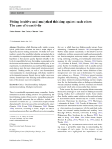 Pitting intuitive and analytical thinking against each other: The case
