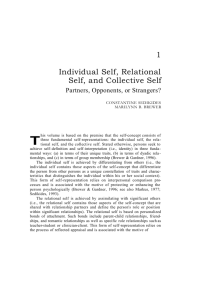 1 Individual Self, Relational Self, and Collective Self