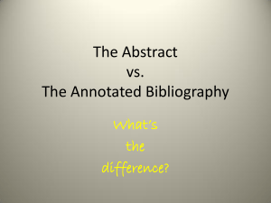 The Abstract vs. The Annotated Bibliography