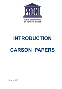 Introduction to the Carson Papers - Public Record Office of Northern