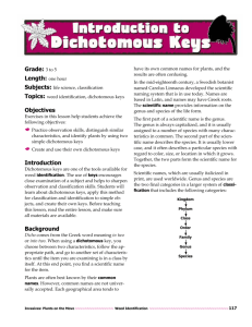 Introduction to Dichotomous Keys