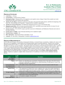 BA in Mathematics Academic Plan of Study