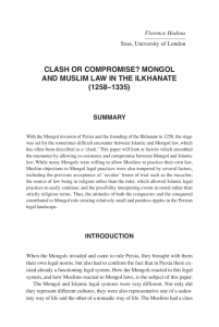 clash or compromise? mongol and muslim law in the ilkhanate