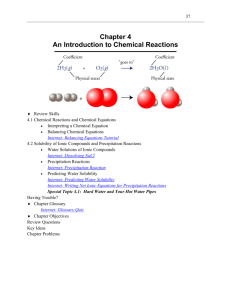 Study Guide Chapter 4: An Introduction to Chemical Reactions