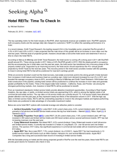 Hotel REITs: Time To Check In