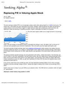 Replacing P/E in Valuing Apple Stock