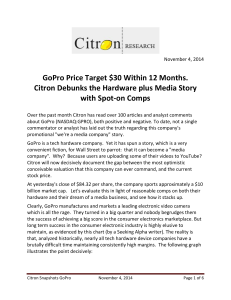 GoPro Price Target $30 Within 12 Months. Citron