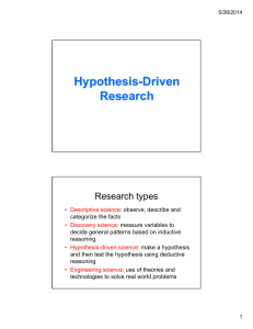Hypothesis-Driven Research Hypothesis