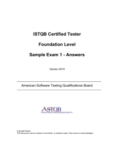 ISTQB Certified Tester Foundation Level Sample Exam