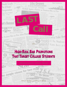HIGH-RISK BAR PROMOTIONS THAT TARGET COLLEGE
