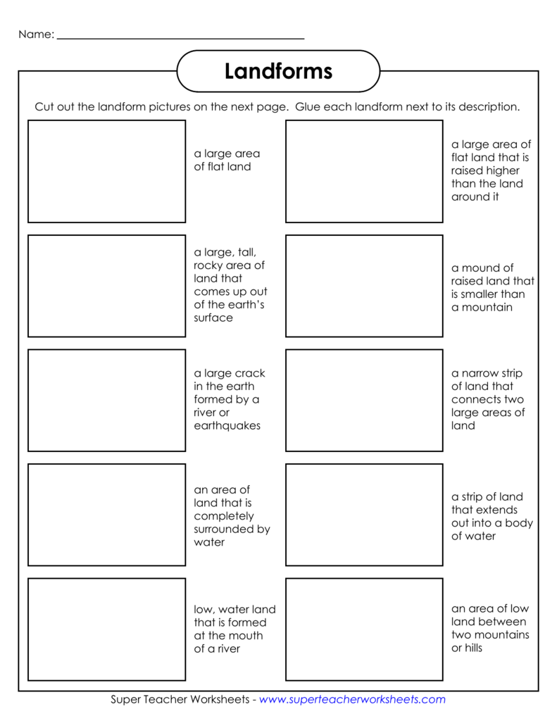 landforms super teacher worksheets