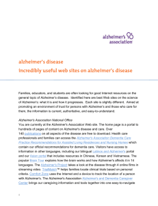Incredibly useful websites on alzheimer's disease
