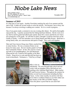 2015 Newsletter - Niobe Lake Lodge