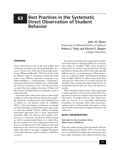 Best Practices in the Systematic Direct Observation of Student
