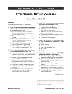 Hypertension: Review Questions
