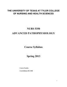 NURS 5350 ADVANCED PATHOPHYSIOLOGY Course Syllabus