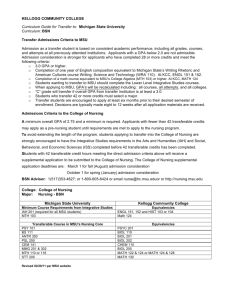Michigan State University Curriculum: BSN Transfer Admissions Cri
