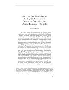 Supermax Administration and the Eighth Amendment