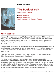 Press Release for The Book of Salt published by