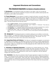 Argument Structures and Conventions The Classical Argument