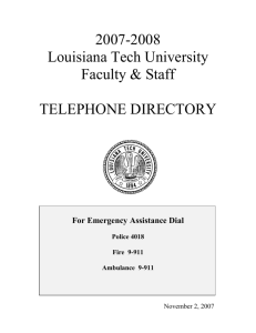 2007-2008 Louisiana Tech University Faculty & Staff TELEPHONE
