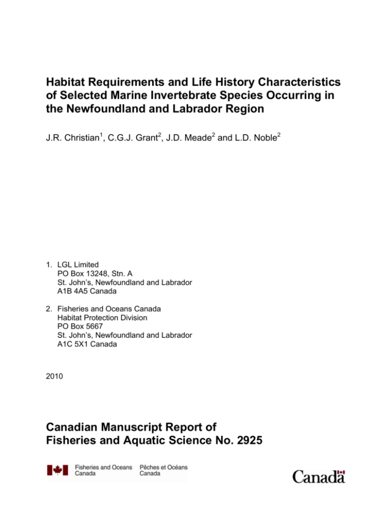 Habitat Requirements And Life History Characteristics Of Selected