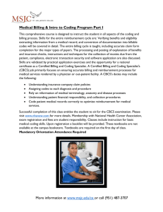 Medical Billing & Intro to Coding Program Part I More information at