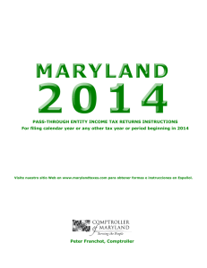 Pass-Through Entity - Maryland Tax Forms and Instructions